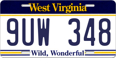 WV license plate 9UW348