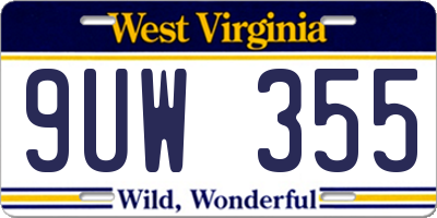 WV license plate 9UW355