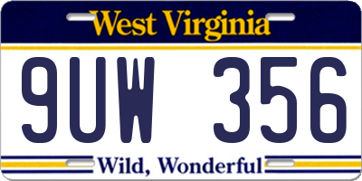 WV license plate 9UW356