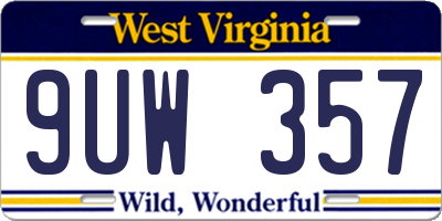 WV license plate 9UW357