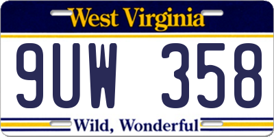 WV license plate 9UW358