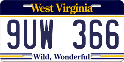 WV license plate 9UW366