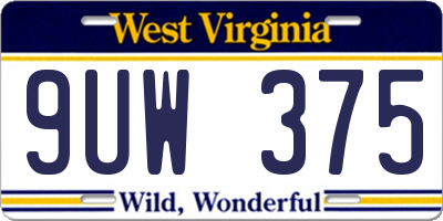 WV license plate 9UW375