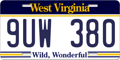 WV license plate 9UW380