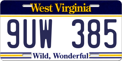 WV license plate 9UW385