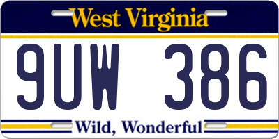 WV license plate 9UW386