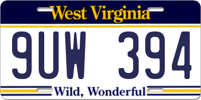 WV license plate 9UW394