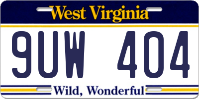 WV license plate 9UW404