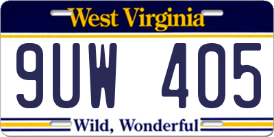WV license plate 9UW405