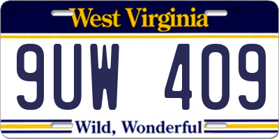 WV license plate 9UW409
