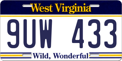 WV license plate 9UW433