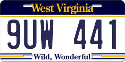 WV license plate 9UW441
