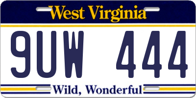 WV license plate 9UW444