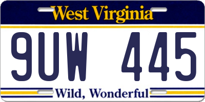 WV license plate 9UW445