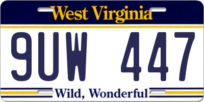 WV license plate 9UW447