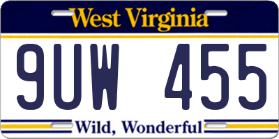 WV license plate 9UW455
