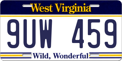 WV license plate 9UW459