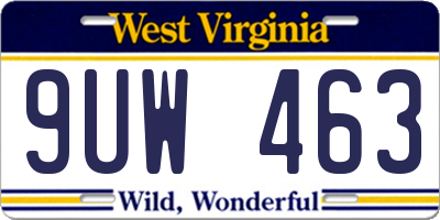 WV license plate 9UW463