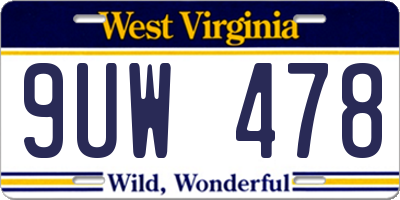 WV license plate 9UW478