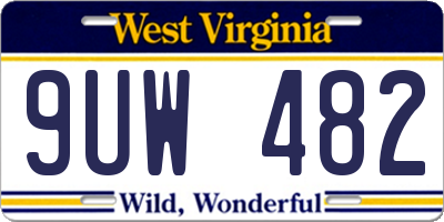 WV license plate 9UW482