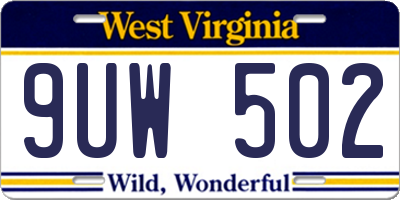 WV license plate 9UW502