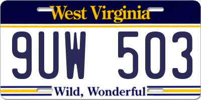 WV license plate 9UW503