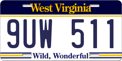 WV license plate 9UW511