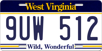 WV license plate 9UW512