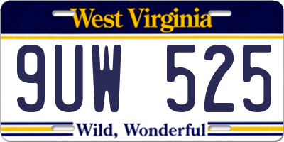 WV license plate 9UW525