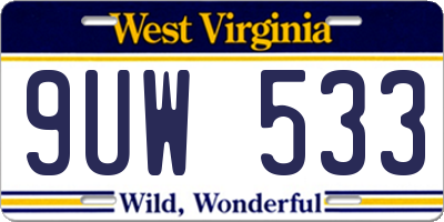 WV license plate 9UW533