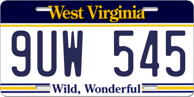 WV license plate 9UW545