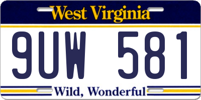 WV license plate 9UW581