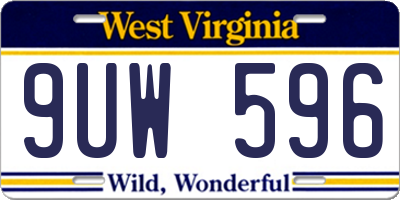 WV license plate 9UW596