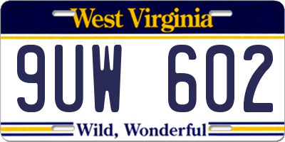 WV license plate 9UW602