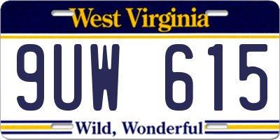 WV license plate 9UW615