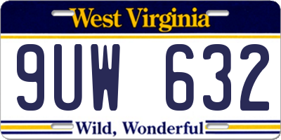 WV license plate 9UW632