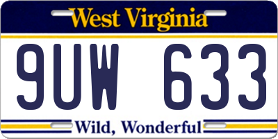 WV license plate 9UW633