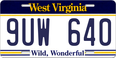 WV license plate 9UW640