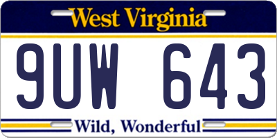 WV license plate 9UW643