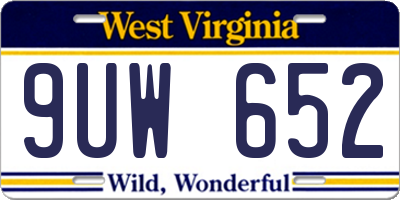 WV license plate 9UW652