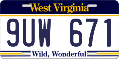 WV license plate 9UW671