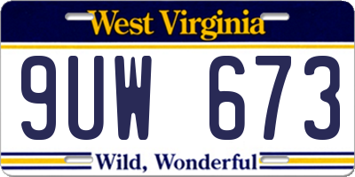 WV license plate 9UW673