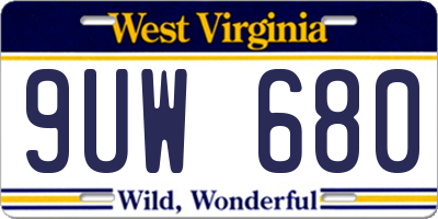 WV license plate 9UW680