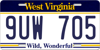WV license plate 9UW705