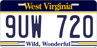 WV license plate 9UW720