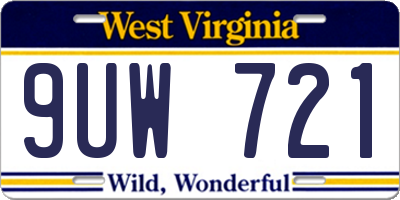 WV license plate 9UW721