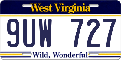 WV license plate 9UW727