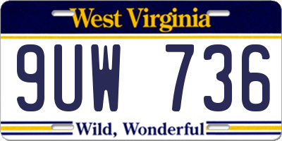 WV license plate 9UW736