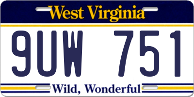 WV license plate 9UW751