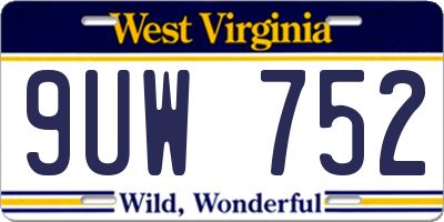 WV license plate 9UW752